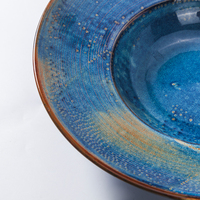 YAYU en stock – Vaisselle de table vintage émaillée, assiettes à soupe colorées, assiettes à pâtes en porcelaine, assiette en céramique bleue pour restaurant