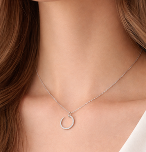 Collar de Novia con Colgante Circular de Diamante Natural Cultivado en Laboratorio, Color DEF, Claridad VVS VS, Plata de Ley 925, Oro Sólido de 10K 14K - Product Image 5