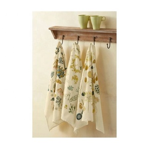 Herbes Ultimes Brodées Couleur Blanche 100% Coton Lavage en Machine GOTS Certificat Golf Cuisine Farine Sac Serviettes Fabriqué en Inde - Product Image 5