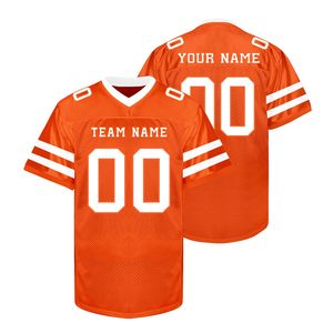 Men's Orange Mesh V-Neck Football Jersey Short Sleeve Custom Sublimated Print Breathable Sport Apparel All Seasons Regular Fit - Product Image 1