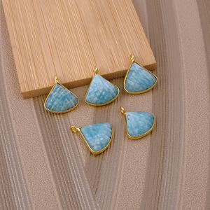 Natural Amazonite Triangle Handcrafted Connector Gold Plated Bezel Wholesale <b>Fashion</b> <b>Pendants</b> & <b>Charms</b> for Jewelry Supply - Product Image 5