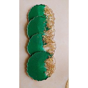 Handmade Luxury <b>Epoxy</b> Resin Coaster Set Quality Export Home Decor for Dining <b>Table</b> Mats & Pads - Product Image 1