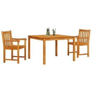 Juego de comedor de jardín de madera maciza de acacia marrón de 3 piezas - Product Image 3