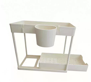 OEM/ODM Vietnam 2 Tier Under Sink Organizer Sliding Cabinet Rack with <b>Hooks</b> Kitchen Bathroom Storage <b>Shelf</b> - Product Image 3