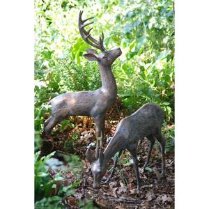 Figurines d'animaux personnalisées artisanales pour décoration extérieure, ensemble de cerfs en métal, fournitures de jardin, sculpture de rennes finition bronze - Product Image 4
