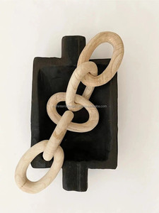 Chaîne en bois décorative en bois Cinq anneaux en bois Boucle de chaîne en bois Chaîne en bois Noeud en bois Ornements décoratifs de bureau - Product Image 3