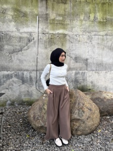 Pantalones Culottes Anchos Básicos de Cintura Alta para Mujer, Talla Grande, Casuales, Lisos, para Primavera - Product Image 3
