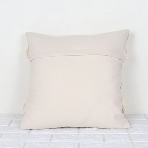 Funda de Cojín Cuadrada con Borde, Texturizada y Hecha a Mano, Estilo Boho, en Beige y Rosa, para Decoración del Hogar - Product Image 6