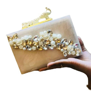 Bolso de Noche de Resina con Apariencia de Mármol Ecológico de Lujo 2020, Bolso de Mano para Fiesta con Pedrería, por MULTI CRAFT - Product Image 1