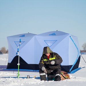 Tenda Isolata Portatile per Pesca sul Ghiaccio da 5-8 Persone, 2 Porte con Borsa per il Trasporto, per Spiaggia e Pesca sul Ghiaccio all'Aperto - Product Image 2