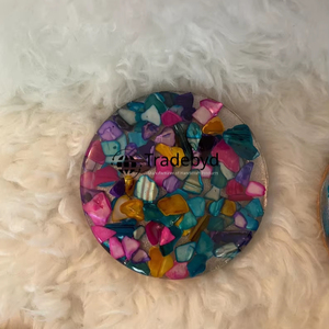 Eco Friendly Resin Coasters Handmade Reusable Premium Quality Luxury 4X4 Inches Drink Coaster <b>Set</b> for Home Tradebyd - Product Image 6