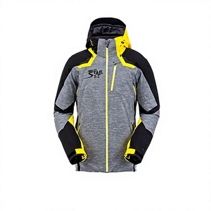 Veste de ski unisexe à blocs de couleur, à capuche, avec fermeture éclair sur le devant, logo, imperméable, coupe-vent, manteau de snowboard Polartec pour synthétique - Product Image 1