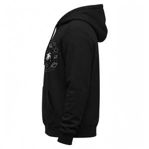 Sweat à capuche noir en coton épais pour homme, imprimé personnalisé motif astronaute, avec poche kangourou et ajustable - Product Image 3