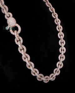 S925 Rose Gold Plated Moissanite Lock <b>Statement</b> <b>Necklace</b> Round Brilliant Cut Micro Insert Unisex Everyday Wear - Product Image 5