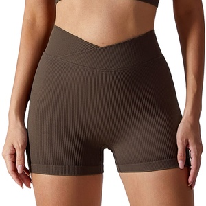 Pantalones cortos para mujer, pantalones cortos de mujer Color sólido Suave Mujer Fitness Legging Ciclismo Entrenamiento integral Jog Cintura alta Yoga Short - Product Image 1