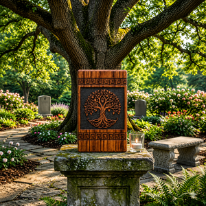 Wooden Urn <b>Memorial</b> Keepsake <b>Box</b> Tree of Life Carved Cremation Ashes Container Family Remembrance Gift - Product Image 3
