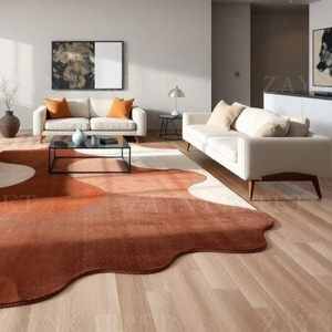 Luxury Handcrafted Earth Brown Abstract Woolen Rug Plain Handmade Indoor Outdoor Rug Home Decor Artistic Colorful Rug - Product Image 2