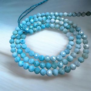 TASBIYA GEMS Natural Larimar Gemstone 3.5mm Faceted Round <b>Blue</b> Beads Third Party Certified Ready to Ship for <b>Necklace</b> Making - Product Image 2