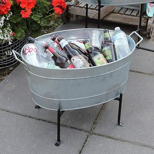 Galvanized Metal Beverage Tub with <b>Stand</b> Large Outdoor Ice Bucket Cooler for Beer Soda Wine Bottles Patio Party <b>BBQ</b> Picnic Drink - Product Image 2