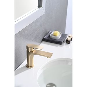 Rubinetto Monocomando Monoforo per Lavabo Bagno in Oro Spazzolato - Categoria Prodotti Rubinetti Lavabo - Product Image 3