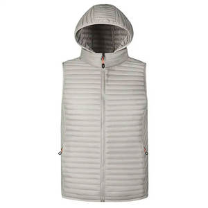 Chaleco Negro sin Cuello con Cremallera para Hombre, LUXE ATTIRE INDUSTRY, Ropa Exterior Casual Impermeable de Verano, Color Sólido, Relleno de Poliéster/Algodón - Product Image 1
