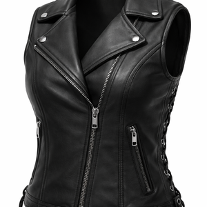 Gilets en cuir pour femmes, style motard, avec designs personnalisés - Fabricant OEM pour les commandes en gros - Product Image 4