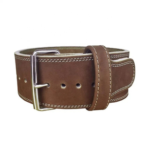 Brown Cowhide Weight Lifting <b>Belt</b> Adjustable Buckle Waist Support for Men Strength Training Fitness Gear - Product Image 1