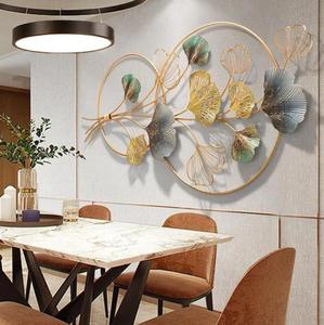 Modern Metal Foliage Wall <b>Art</b> Circular Design Gold Frame Handmade Decor for Home Decoration Medium 25-32 Inch - Product Image 4