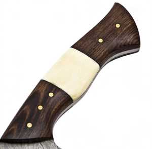 Cuchillo hecho a mano con hoja de acero de Damasco y mango de hueso de camello, tipo Drop Point, para uso general. - Product Image 2