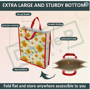 Bolsa de Transporte Multiusos de Lona de Algodón Ecológico, Bolsa de Compras Reutilizable con Asas Reforzadas para Comestibles, Frutas, Verduras, Leche - Product Image 3