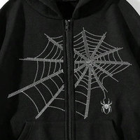 Sudadera con Capucha Extra Grande con Diseño Personalizado de Araña con Pedrería, 350g, Mezcla de Poliéster/Algodón, Felpa Transpirable y Ecológica