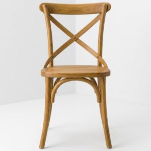 Sillas de comedor de madera modernas rústicas de teca con respaldo cruzado y asiento tipo silla de montar para importadores mayoristas, contenedor a granel, exportación directa de fábrica - Product Image 2