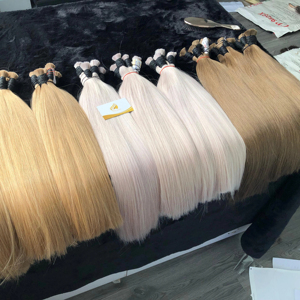 Cheveux humains vietnamiens vierges Remy 100% recommandés en vrac, blonds, cuticules alignées, super double drawn, longueur 20cm-80cm - Product Image 1