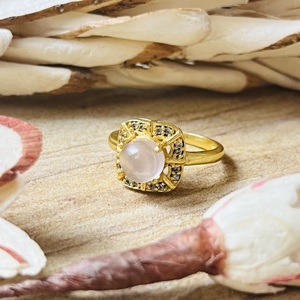 Fashionable Design Boho Geometric <b>Rings</b> Vintage Brass Jewelry Women 18k <b>Gold</b> Plated Rose Quartz <b>Cocktail</b> <b>Ring</b> For Wholesale OEM - Product Image 1
