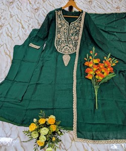 Modern Dubai Abaya for Women in Classic Islamic Clothing Style With Open Embroidery and Luxury SHIVAM- ARUSHI 86354 - Product Image 3