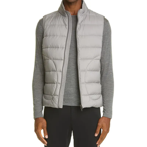 Chaleco Acolchado Ligero para Hombre, Color Gris Claro, de Poliéster, con Cuello, Sin Mangas, Transpirable, Suave, Informal, para Invierno - Product Image 1