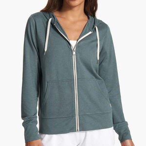Sudadera con Capucha y Cierre para Mujer, Manga Larga, Color Sólido, Tejido de Mezcla de Algodón Transpirable, Ropa de Otoño, Logotipo y Colores Personalizables - Product Image 1