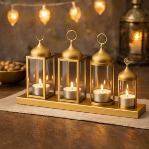 Décoration de maison islamique, centre de table haut de gamme, design lune croissante décorative, porte-bougie pour bougies chauffe-plat, pour la décoration du Ramadan et de l'Aïd. - Product Image 5