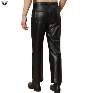 Pantalones de Cuero Sintético para Hombre, Corte Slim Fit, Cierre de Botones y Cremallera, Resistentes al Agua y al Viento, Ligeros, Nueva Llegada - Product Image 2