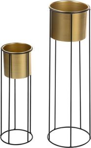 Modern Black Metal <b>Planter</b> with Gold Legs Circular Pattern Indoor Flower Pot Minimalist Design for Home Decor - Product Image 1