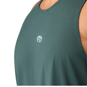 Camiseta sin mangas verde para hombre, transpirable, de malla, ajustada, para gimnasio, entrenamiento, fitness, deportes, OEM, al por mayor - Product Image 5