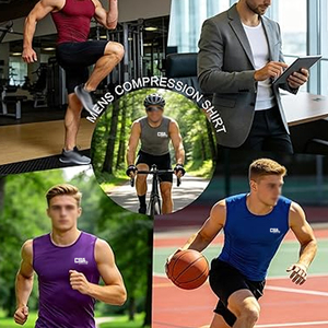 Top Quality Sleeveless Compression Shirt For <b>Men</b> <b>Stretch</b> Fit Quick Dry Running Fitness And Training - Product Image 6