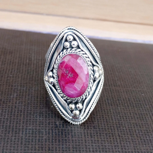 แหวนพลอยทับทิมแคชเมียร์ เงินแท้ 925 แหวนพลอยทับทิมสีชมพู - Product Image 3