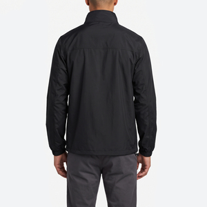 Chaqueta de hombre negra a prueba de viento, estilo racer, corte regular, cuello alto, con cremallera, ligera, para primavera. - Product Image 2