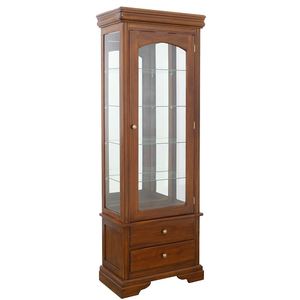 Solid Mahogany Traditional <b>Display</b> <b>Cabinet</b> with Raised Panel Glass Door Two Drawers Bottom Shelf-Living Room Home Furniture - Product Image 1