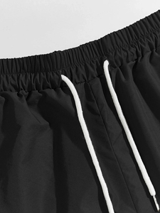Pantalones Cortos Deportivos para Hombre, Color Negro Sólido, de Secado Rápido, con Cordón Ajustable, Tejido de Poliéster, Cintura Media, Calidad Premium, Hechos a Medida - Product Image 5