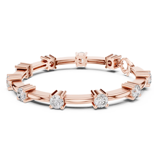 Conjunto de Pulsera Clásica con Diamante Cultivado en Laboratorio, Corte Redondo, 5.6CT, Bañado en Rodio, Oro Rosa de 18KT, para Uso Diario/Compromiso, para Mujer - Product Image 1