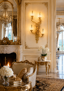 Grand European Venetian Baroque Luxury <b>Wall</b> <b>Sconce</b> Ornate Decorative <b>Wall</b> <b>Light</b> with Elaborate Mirror Detailing, Premium Brass - Product Image 2