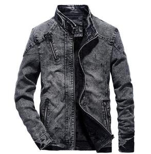 Nouvelle veste en jean décontractée de style vintage, couleur unie, noire et bleue, avec fermeture éclair, pour hommes - Product Image 1