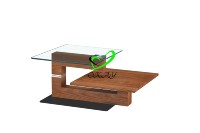 Table basse moderne durable et légère à double plateau, en verre trempé, couleur bois, table d'appoint, meubles de salon